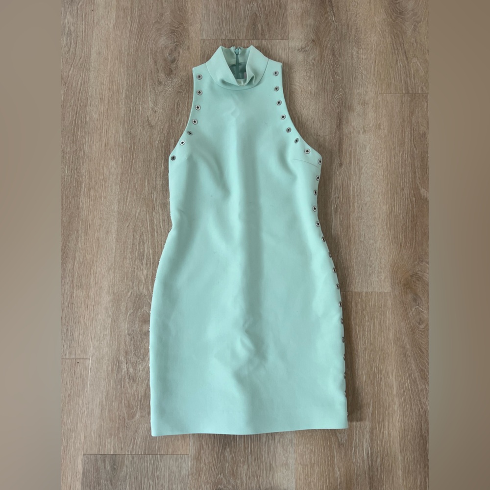 Cinq à Sept Mint color Mini Dress with Silver Accents